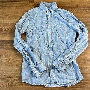 Faherty Tried & True Chambray Workshirt Men Medium Button Up Vintage Indigo Blue